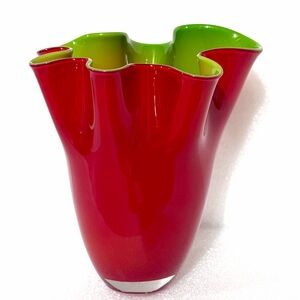 Elegant Red and Green Glass Vase
